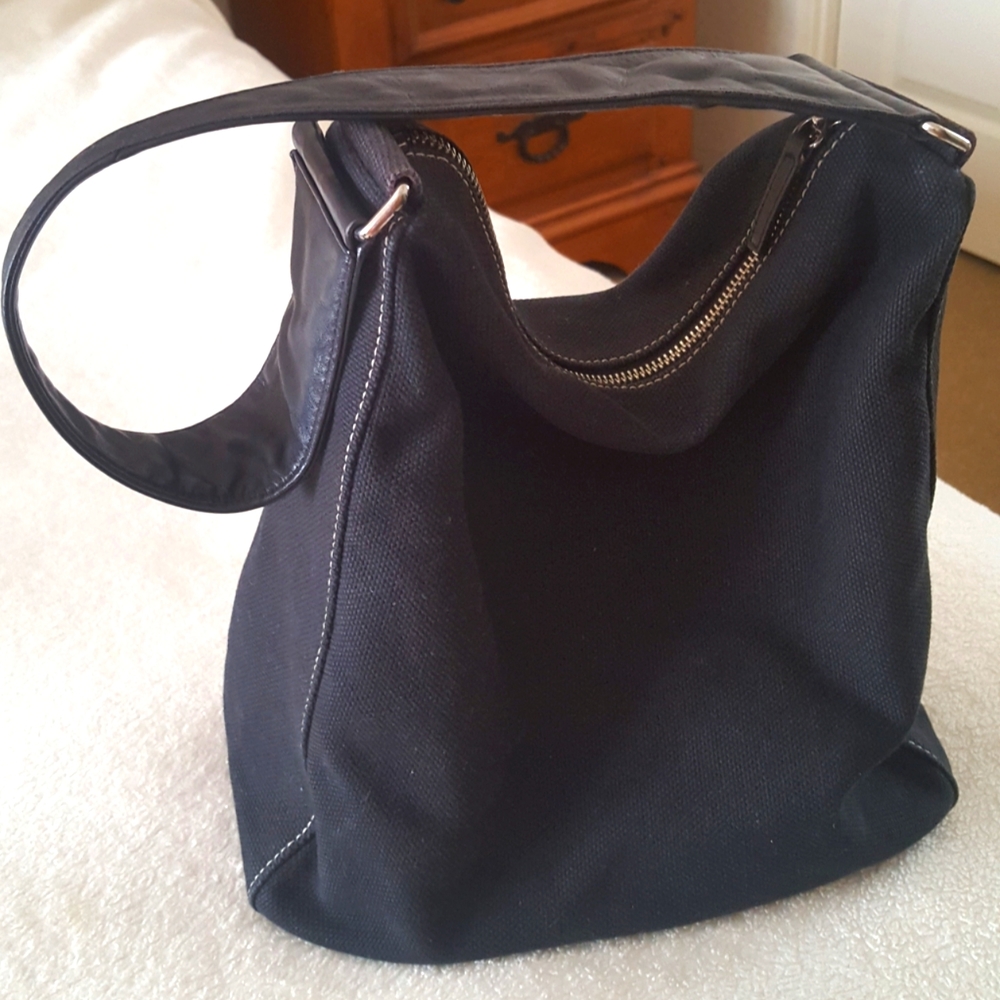 Banana Republic Black Shoulder Handbag Leather Canvas